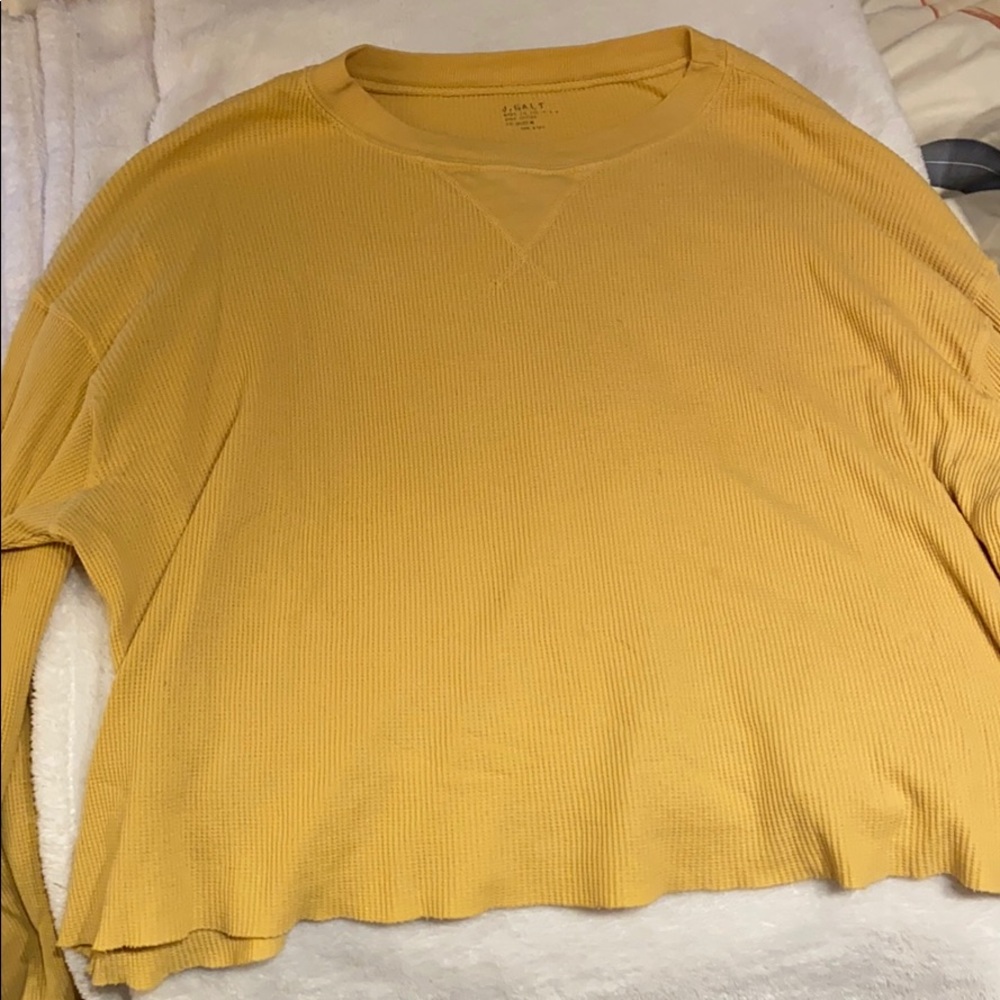 Brandy Melville Yellow waffle shirt